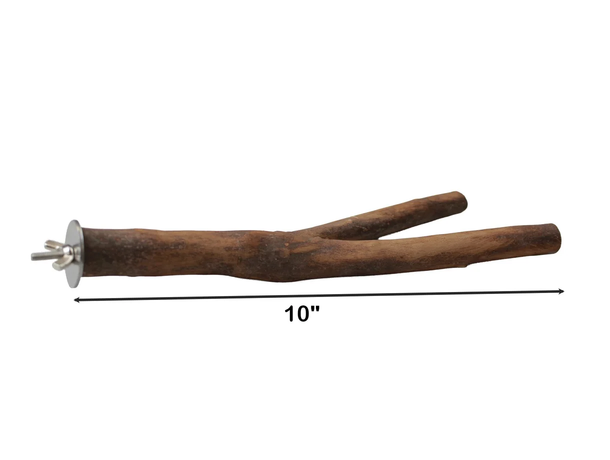 A&E Natural Wood 10" Manzanita Perch - Screws on cage wall - Natural branches are good for the health of your bird's feet