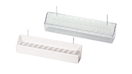 2gr art52 Plastic Seed Trough Feeder 12" long - Clear and White - Cage Accessory - Finch and Canary Supplies