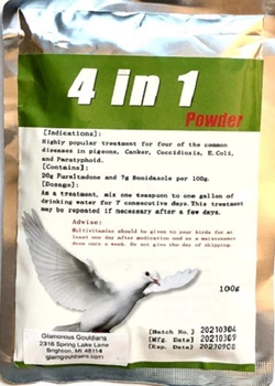 4 in 1  Powder 4in1, bird medicine, bird sick tummy, sick bird, bird down, Avian Medications, Bird Supplies