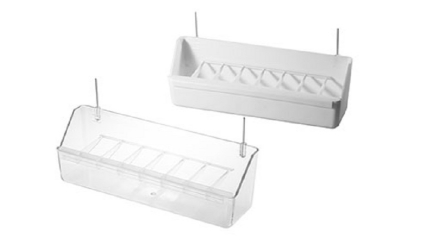 8 inch Trough Feeders - 2gr art25 - Clear or White - Cage Accessory - Finch and Canary Supplies