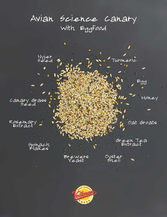 Volkman's Avian Science Super Canary - 4lb Bag - crafted to support the daily needs of canaries with a thoughtful blend of seeds, grains, eggfood, fruits, and vegetables. 