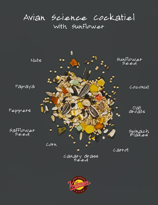 Avian Science Cockatiel with Sunflower is thoughtfully formulated to support the nutritional needs and natural feeding behaviors of cockatiels - 4lb bag
