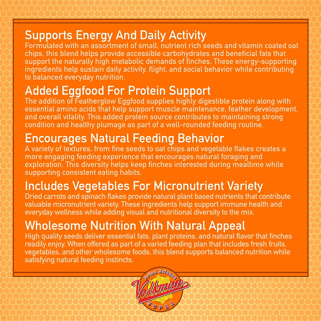 Volkman's Avian Science Super Finch - 20lb bag - Supports Energy and Daily Activity
