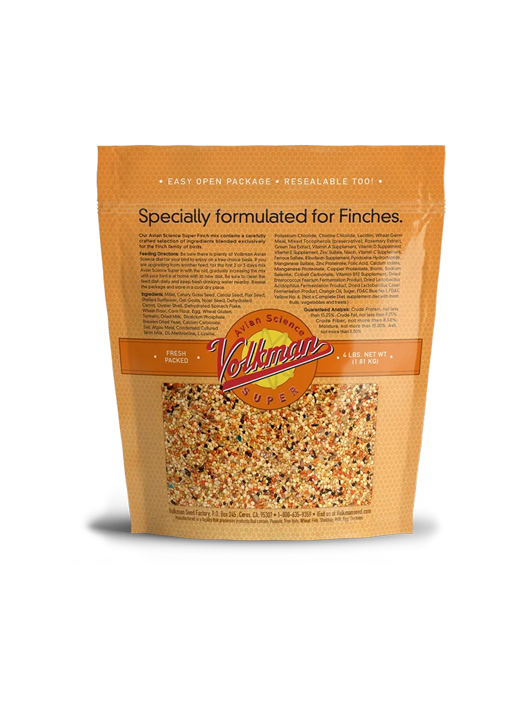 Volkman's Avian Science Super Finch - 4lb bag - SUPPORTS ENERGY AND DAILY ACTIVITY