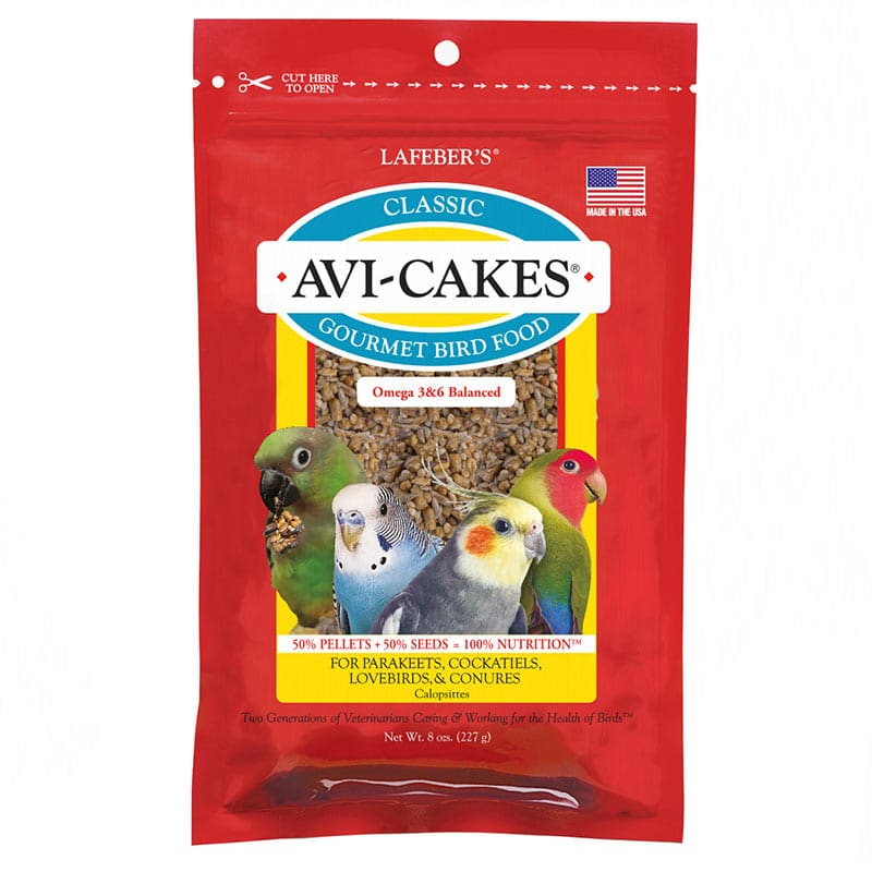 Lafeber Avi-Cakes Small Bird 8oz - Front of Package - Non GMO Bird Food - Glamorous Gouldians
