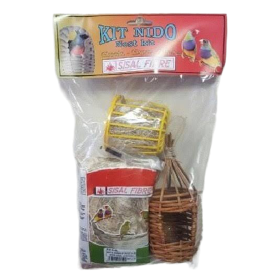 Sisal Fibre-kn-e - Finch Nest Kit - Finch nest, nesting material and nesting wheel - Finch Breeding Supplies