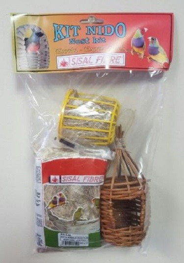 Sisal Fibre-kn-e - Finch Nest Kit - Finch nest, nesting material and nesting wheel - Finch Breeding Supplies