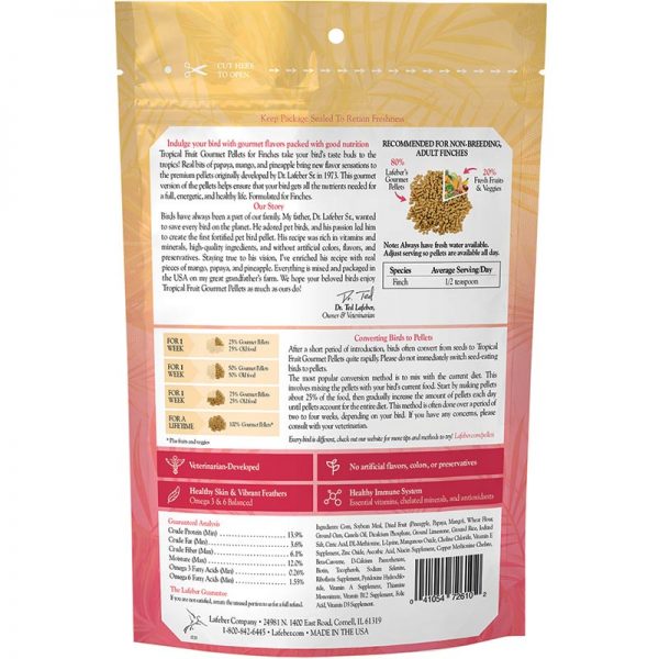 Lafeber Tropical Fruit Finch Pellets - Finch Food-Pellets - 1lb - Lady gouldian finch supplies - Glamorous Gouldians