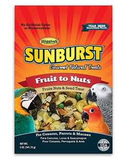 Sunburst Fruit to Nuts Higgins, Fruit to Nuts, treat, fruit, nuts, seed treat, hookbill treat, bird food treat, bird food, bird supplies