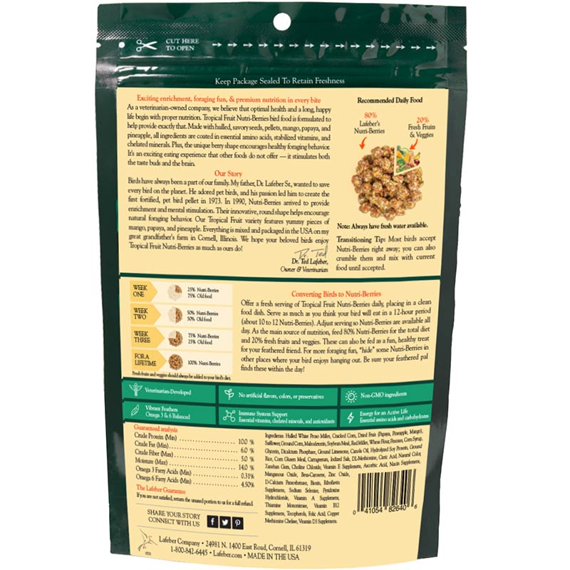 Lafeber Tropical Fruit Nutri-Berries for Cockatiels 10oz-Bird Food-Lady Gouldian Finch Supplies-Glamorous Gouldians