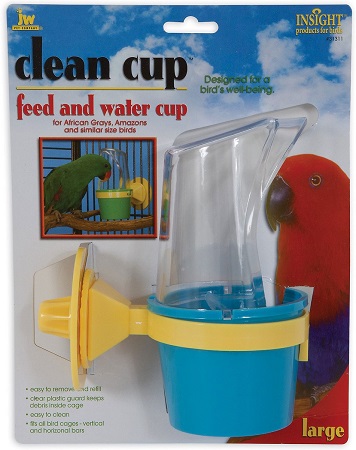 JW Pet Large Cup -  works with horizonal Cage bars - Interior cup twists for easy removal and replacement - Glamorous Gouldian