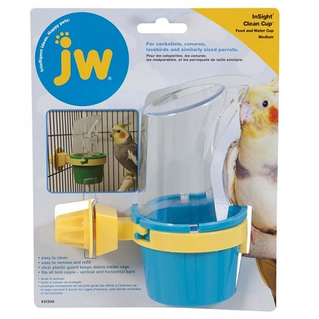 JW Pet Medium Cup -  works with horizonal Cage bars - Interior cup twists for easy removal and replacement - Glamorous Gouldian