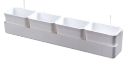 2gr art255 Plastic Multi-Feeder - 4 cups inside a trough feeder - White Plastic - Finch And Canary Cage Accessories