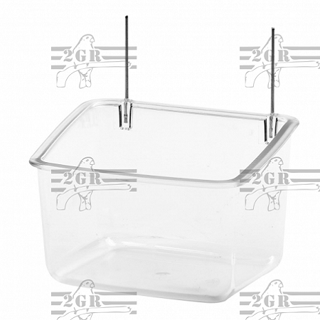 2gr art15 - Clear Heavy Duty Acrylic Parrot Feed Cup with bendable wire hooks - CASE- Glamorous Gouldians