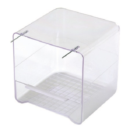 Outside clear acrylic Bath tub for finches, canaries and similar sized birds bendable hooks 2gr art49 - Cage Accessory