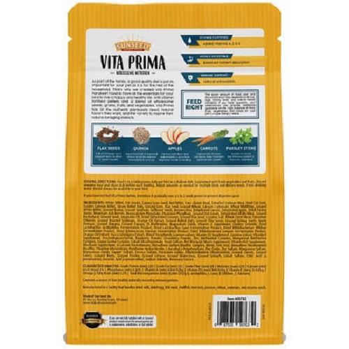 Sunseed Vita Prima Parakeet-Fortified Seed Mix-BACK-Lady Gouldian Finch Supplies-Glamorous Gouldians