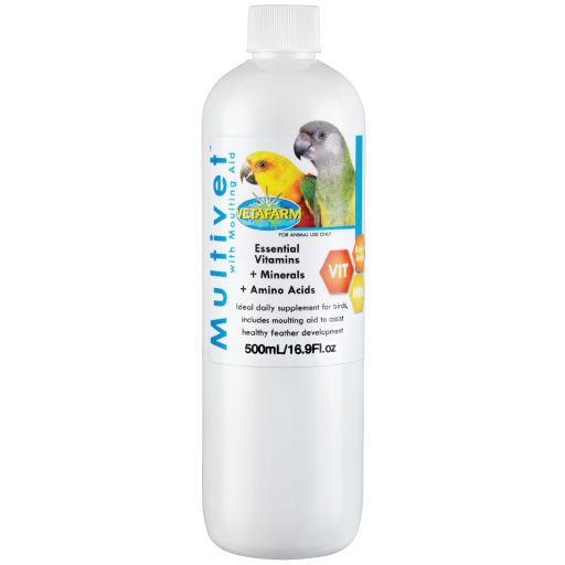 Vetafarm Multivet Liquid Vitamins with a molting aid great for lady gouldian finches -500 ml bottle
