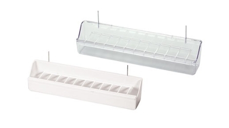 2gr art52 Plastic Seed Trough Feeder 12" long - Clear and White - Cage Accessory - Finch and Canary Supplies