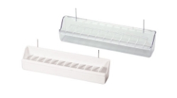 2gr art52 Plastic Seed Trough Feeder 12" long - Clear and White - Cage Accessory - Finch and Canary Supplies