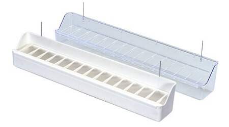 Acrylic Trough Feeder - 2gr art100 - 15 inches long, in clear and white - Cage accessory - Glamorous Gouldians