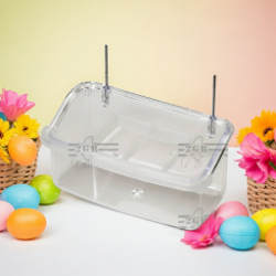 4 inch clear acrylic trough feeder with scatter guard - Cage Accessory - Finch and Canary Supplies - 2gr art172