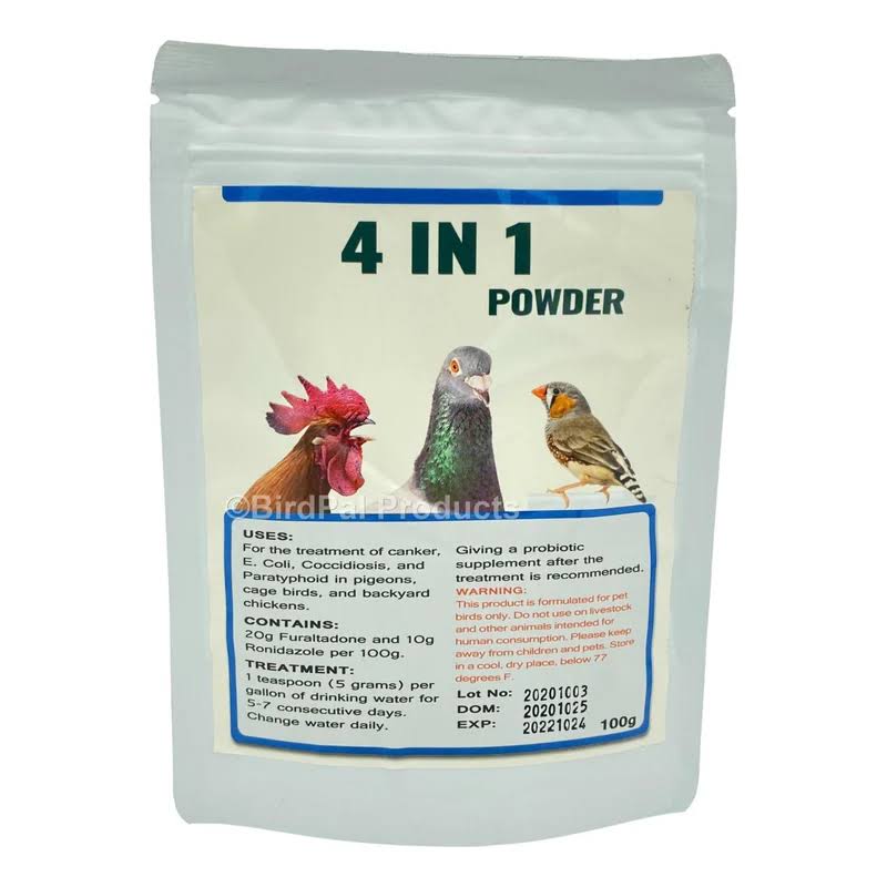 Generic 4 in 1 Powder - Avian Medication - Parasitic - Lady Gouldian Finch Supplies USA - Glamorous Gouldians