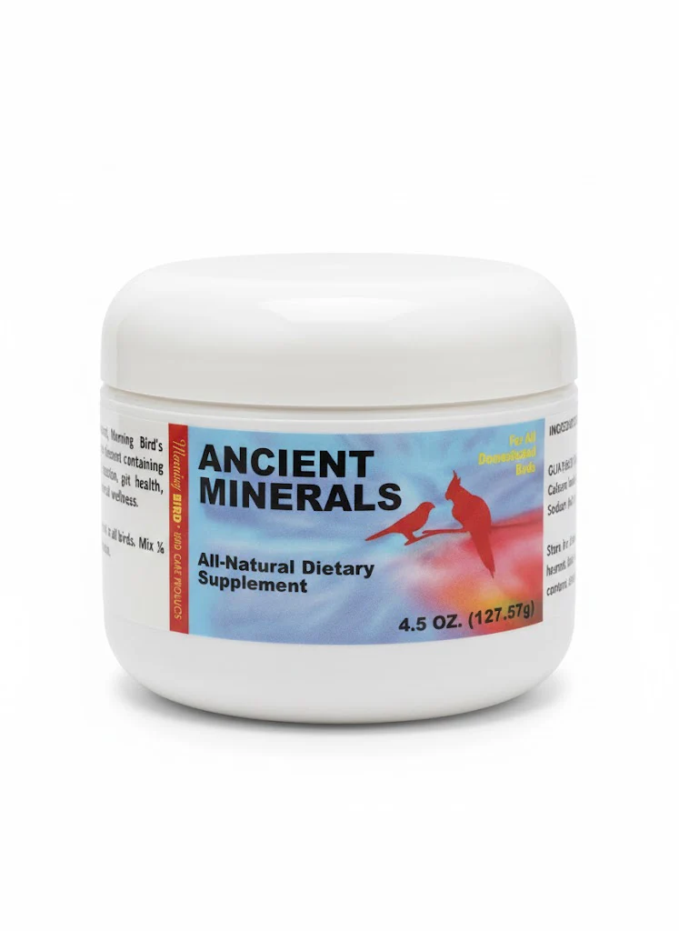 Morning Bird Anicent Minerals - 2 sizes 2oz and 4oz - Formerly Trace MineralsTrace,  are essential to the assimilation and utilization of vitamins and other nutrients in birds.
