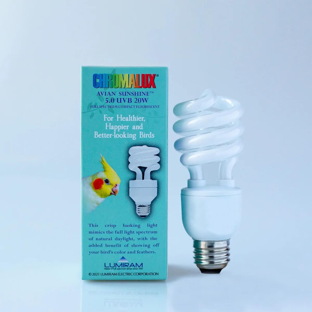 Chromalux Avian CFL spiral Full Spectrum Bulb for Birds - UVA and UVB for healthy birds