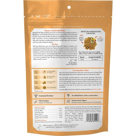 Lafeber Finch Granules-1lb Bag-Finch Food-Pellets-BACK OF BAG-Gouldian Finch Supplies-Glamorous Gouldians