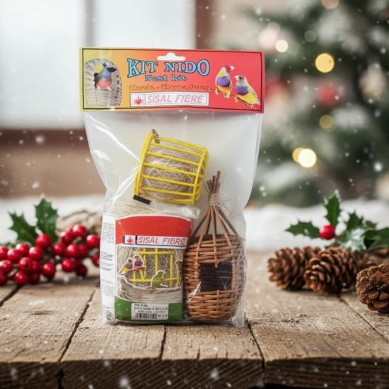 Sisal Fibre-kn-e - Finch Nest Kit - Finch nest, nesting material and nesting wheel - Finch Breeding Supplies