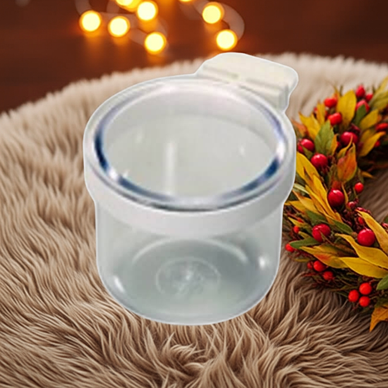 2gr art 94a High Luxury Mash Feeder, clear acrylic bowl with white ring that twists imbetween cage bars - Cage Accessory