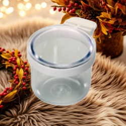 2gr art 94a High Luxury Mash Feeder, clear acrylic bowl with white ring that twists imbetween cage bars - Cage Accessory