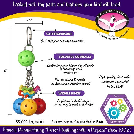 Super Bird Jingle Berries - Bird Cage Toy - Relieves boredom - Bird Cage Accessory - Glamorous Gouldians