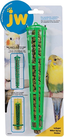 JW Pets Plastic Spry Millet Spray Holder -  to reduce the amount of millet consumed and keep it off the floor