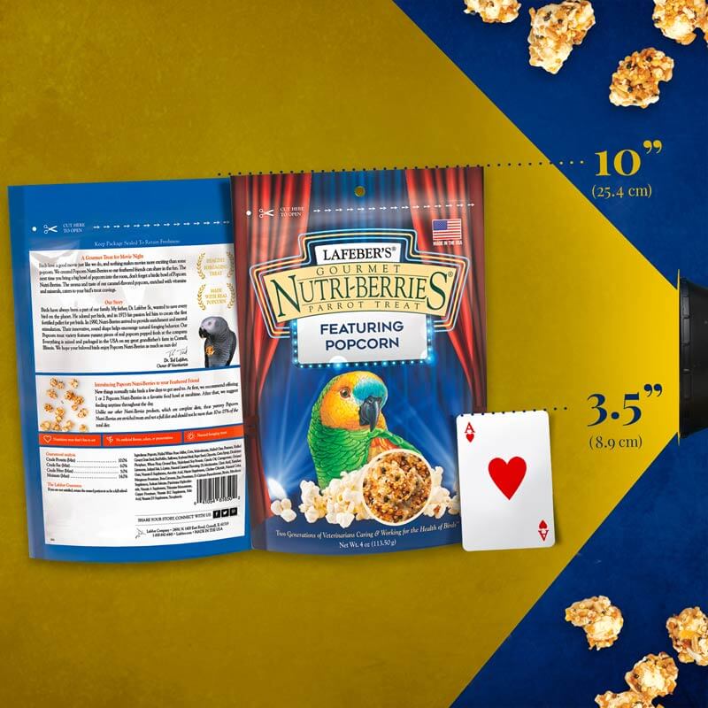 Lafeber Parrot Popcorn Nutriberries - Size Comparison - Glamorous Gouldians