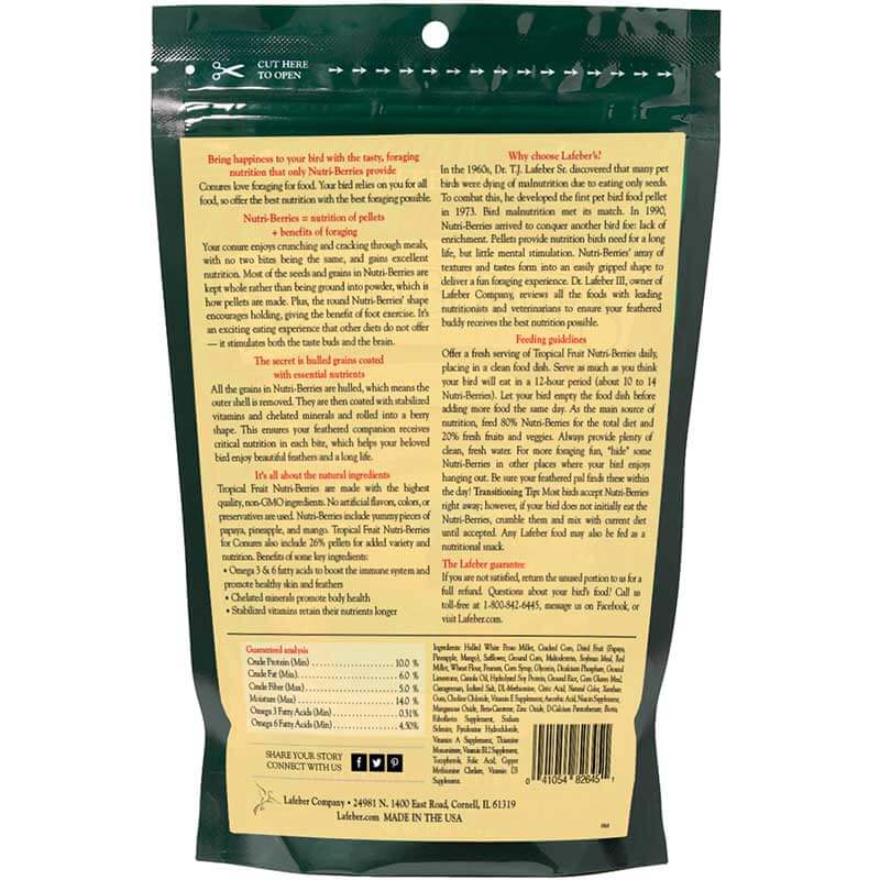 Lafeber's Tropcial Fruit Parrot Nutri-berries - Non Gmo Parrot Food - Food and Fun all in one