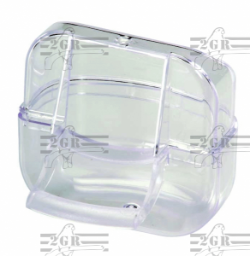 2gr art147 Acrylic 2 piece Canary Seed Feeder - Blue, Green or Clear - Canary Cage Accessory - Glamorous Gouldians