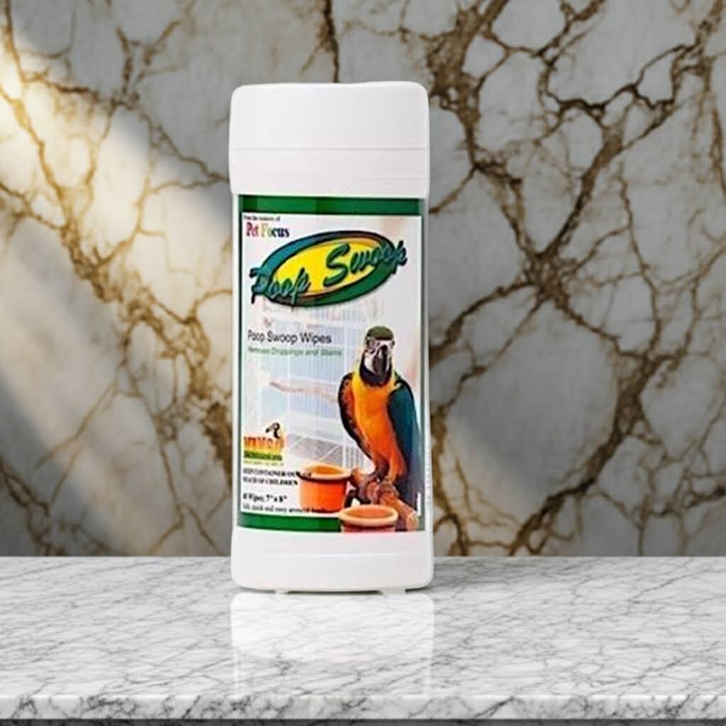 Mango Pet Products poop swoop wipes are a convenient way to touch up your bird cage between cleanings