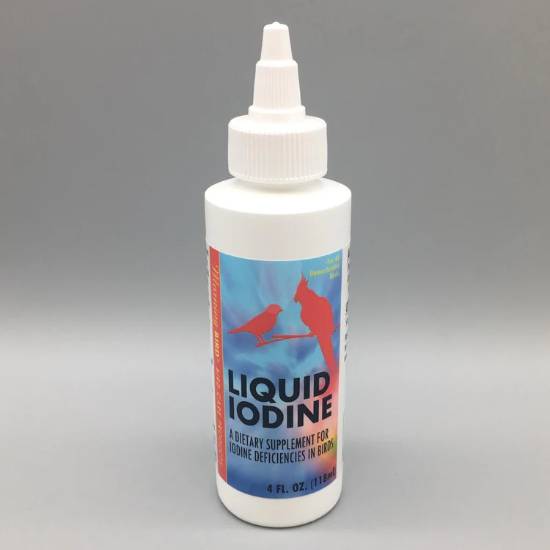 Morning Bird Products Liquid Iodine Supplement for cage Birds - Lady Gouldian Finch Supplies USA - 4oz bottle