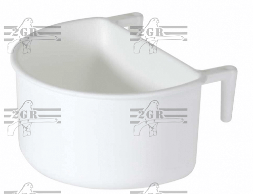 Netherlands White 1/2 circle Feeder w/Plastic Hooks - art 313 - 2GR - Canary and Finch Cage Accessory
