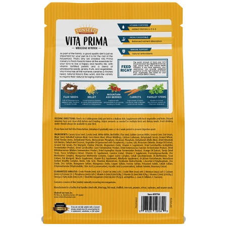 Sunseed Vita Prima Canary & Finch Food-Fortified Diet-Back-Lady Gouldian Finch Supplies-Glamorous Gouldians