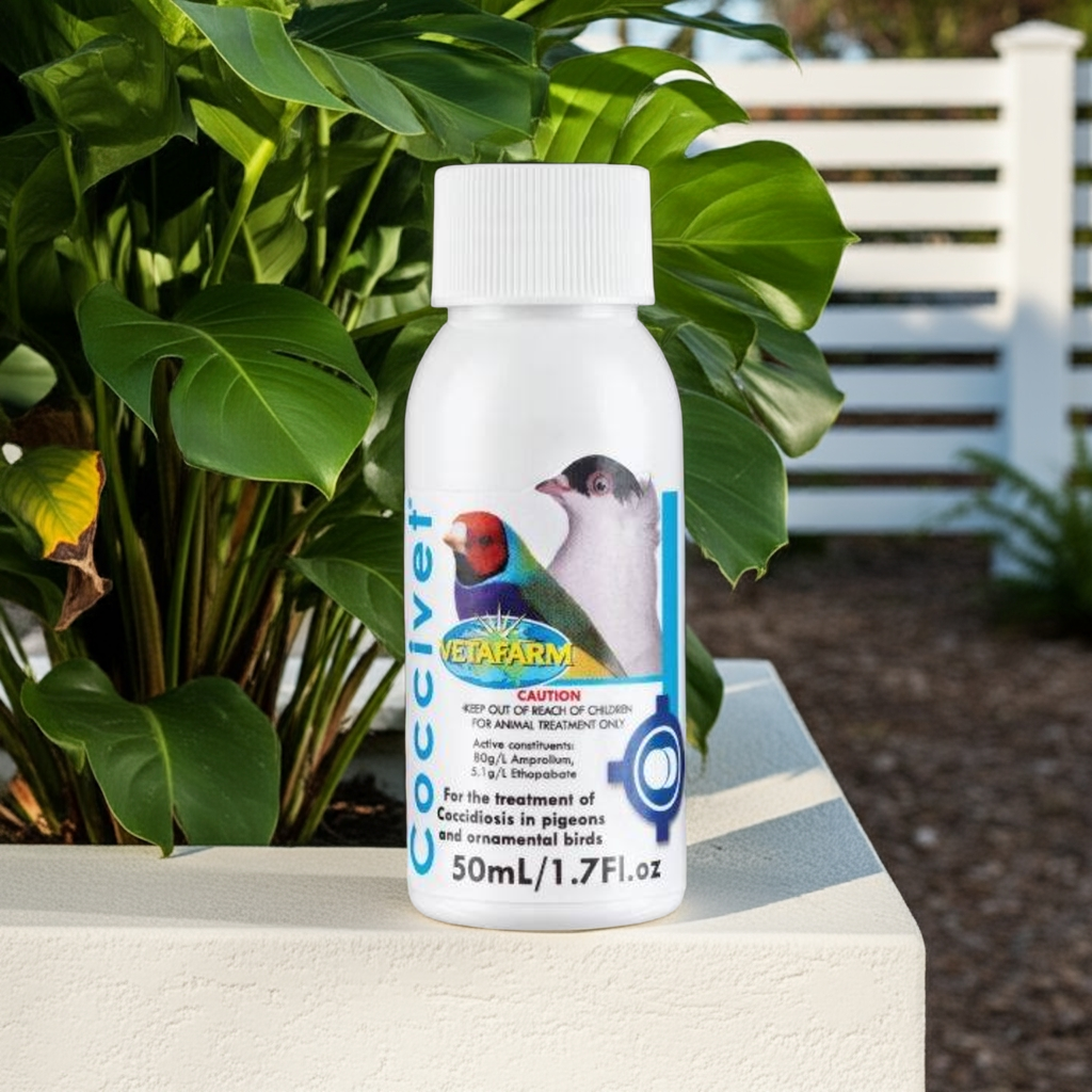 Vetafarm Coccivet - Coccidia treatment for birds administered in their drinking water - 50ml bottle - Avian OTC Medication