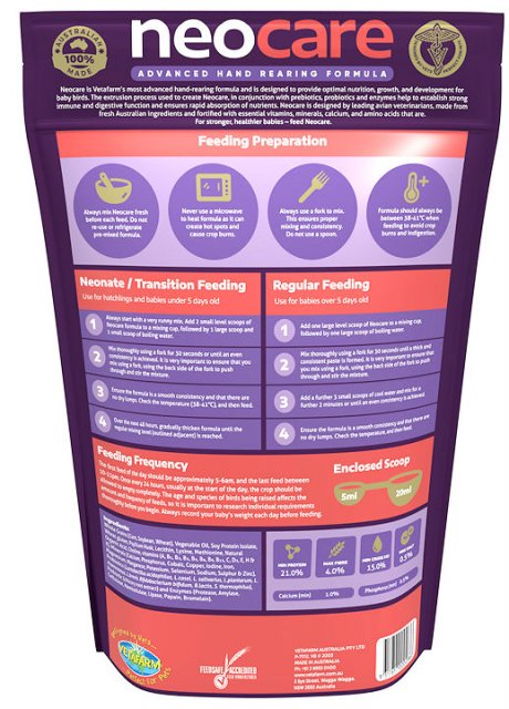 Vetafarm Neocare Hand Feeding Formula - Lady Gouldian Finch Hand Feeding - Glamorous Gouldians