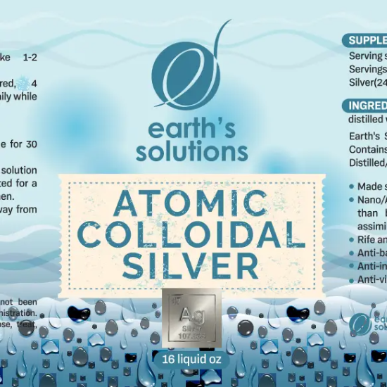Earth Solutions Atomic Colloidal Silver - 4 oz spray, 8oz bottle, and 16 oz bottle