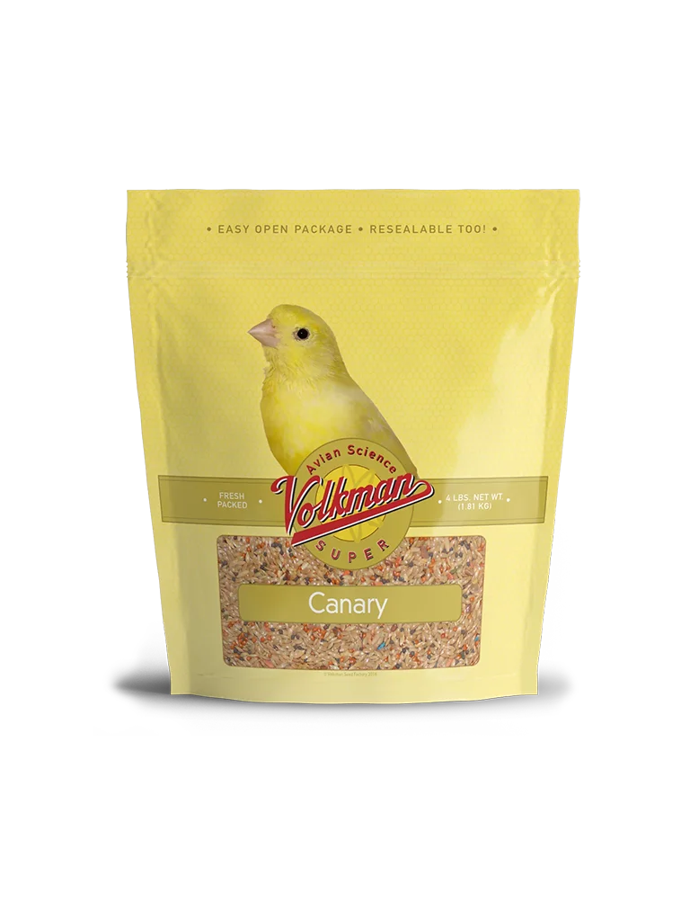 Volkman's Avian Science Super Canary - 4lb Bag - crafted to support the daily needs of canaries with a thoughtful blend of seeds, grains, eggfood, fruits, and vegetables. 
