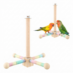 Vivi Pet Rotating Wooden Perch - Toy and Perch in one - cloth wrap on perch so birds can hang on