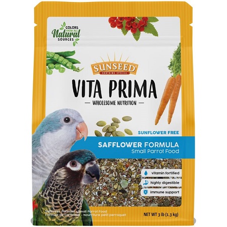 Sunseed Vita Prima Small Hookbill Safflower -Safflower-based, sunflower-free diet for small parrots-Bird Food 