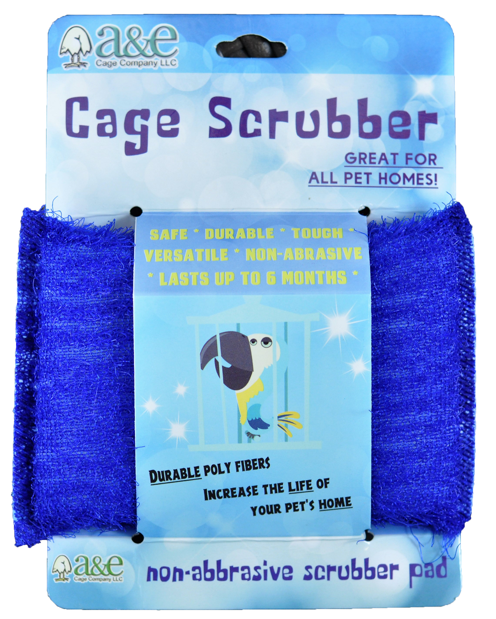 A&E Cages - Cage Scrubbing Sponge - Assorted colors - Blue, Yellow, Red and Green