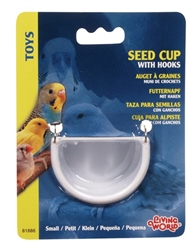 Hagen 81886 Half Circle Plastic Seed Cup with wire hooks, asst colors, Finch And Canary Cage Accessory