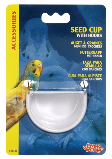 Living World Seed Cup With hooks - Large Living World, Seed Cup, cup with wire hooks, cage accessories, Seed cups, lady, gouldian, finch, canary, bird, supplies